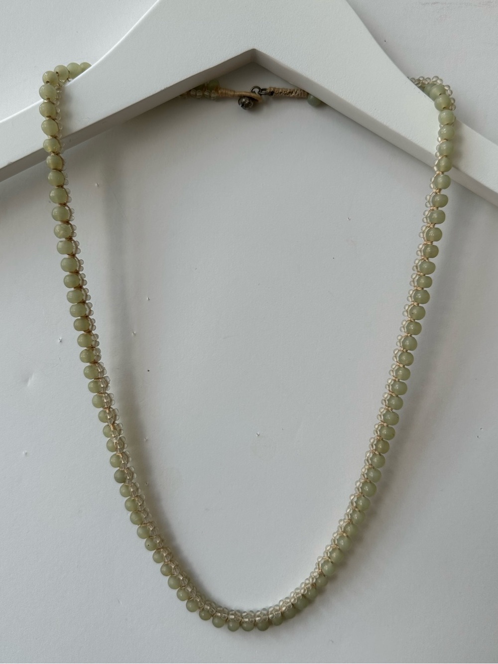 ANTHROPOLOGIE - Artisan Boho Translucent Sea Glass Green Resin Beaded Necklace
